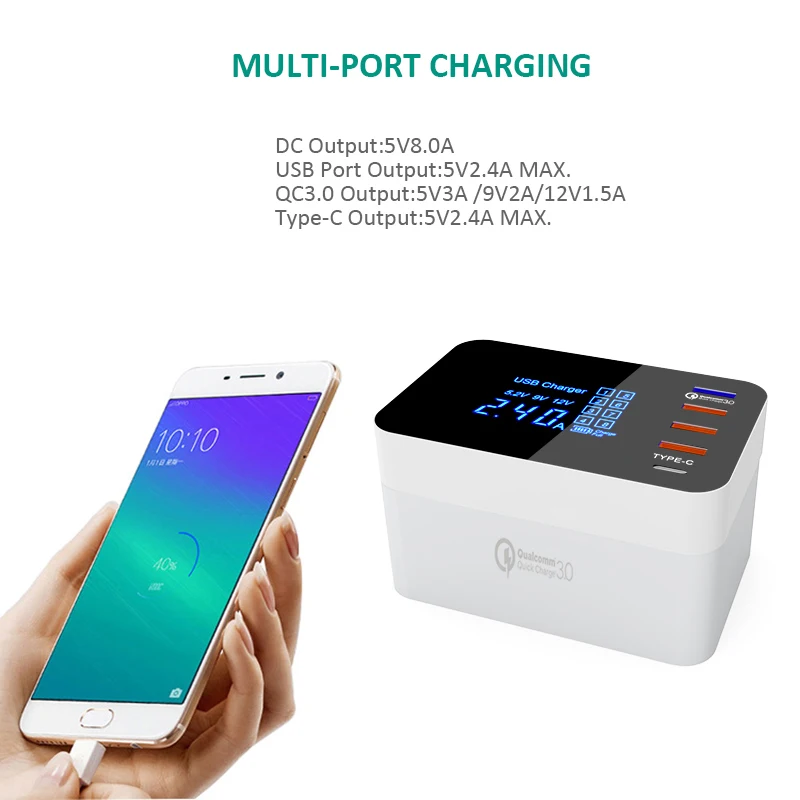 INGMAYA складной мини USB зарядное устройство LED Show Quick Charge 3 0 кабель Type C с функцией