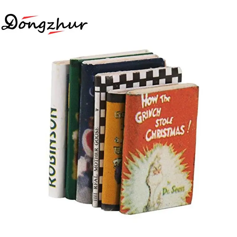 Dongzhur кукольный домик 1:12 аксессуары мини игрушка Miniaturas Миниатюрный Кукольный дом мебели деревянные книги 6 шт./компл