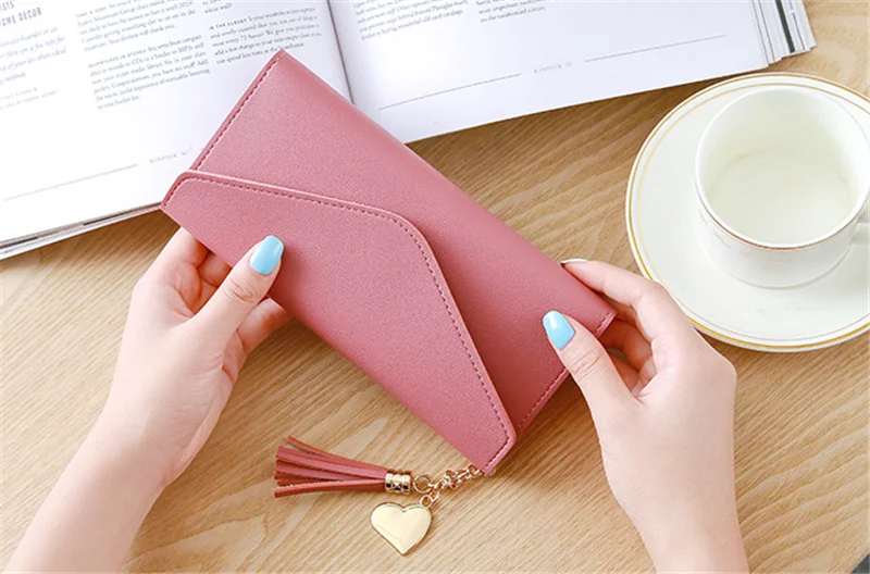 

Long Wallet Women Purses Tassel Fashion Coin Purse Card Holder Wallets Female High Quality Clutch Money Bag PU Leather Wallet