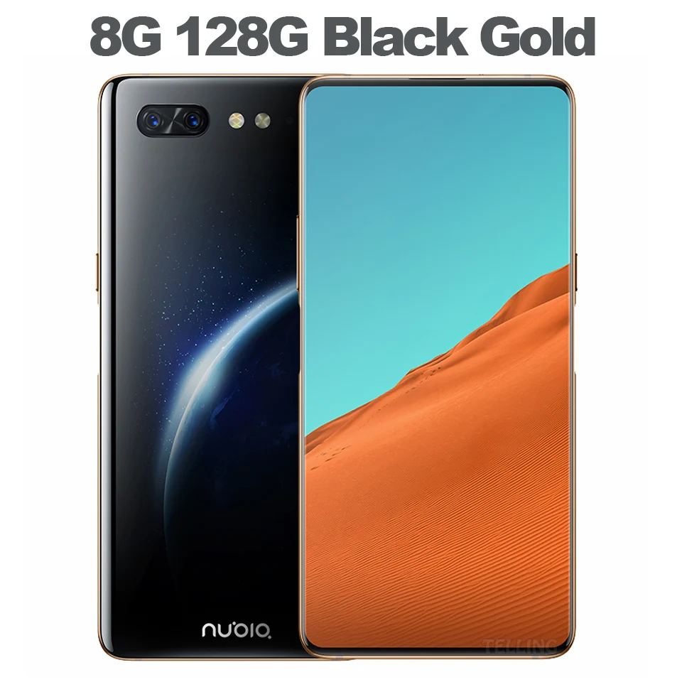 Смартфон zte Nubia X с двойным экраном Android 8,1 4G LTE Snapdragon 845 Octa Core 8G+ 128G ударопрочный мобильный телефон 18W - Цвет: 8G 128G Black Gold