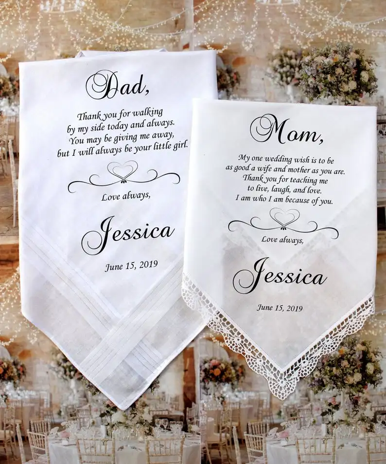 Комплект из 2 предметов свадебный подарок для родителей носовой платок мамы и