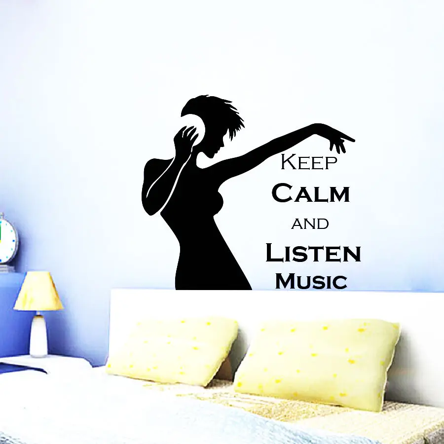 Цитаты наклейки на стену Keep Calm and Listen наклейка в музыкальном стиле для окна мебели