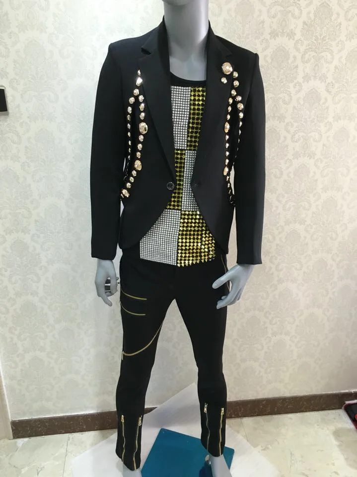 Stylish Men's Fashion Performance casual Suit blazers Nightclub singer dj dancer stage show coat wear