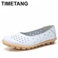 timetanggenuine leather women flats new cut outs summer shoes woman hollow womens loafers female solid shoe large size35 44e701
