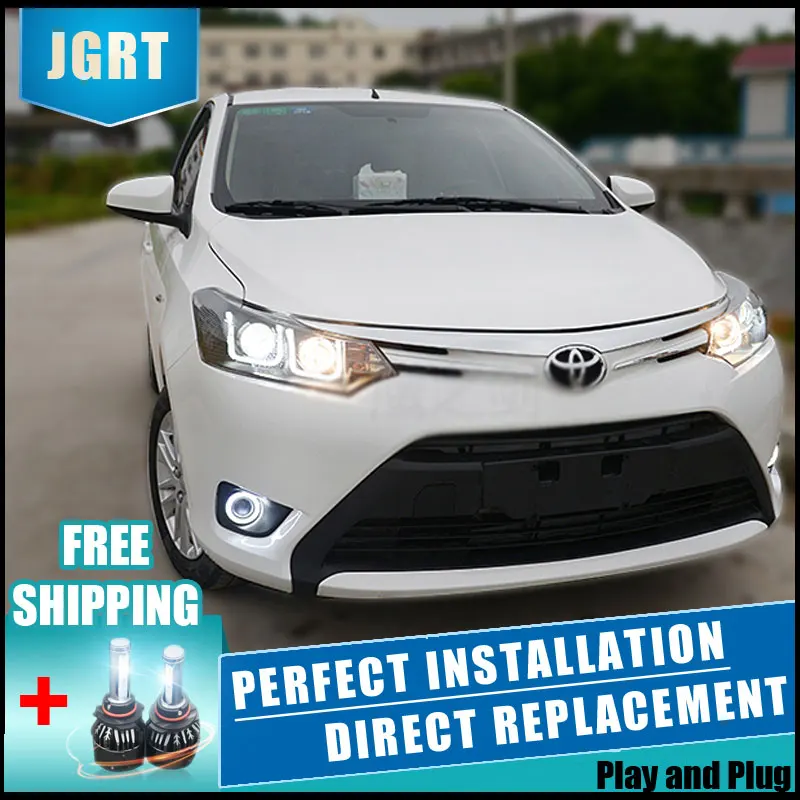 2 шт. автомобиль Стиль светодиодный фары для Toyota Vios 2013-2016 налобный фонарь DRL