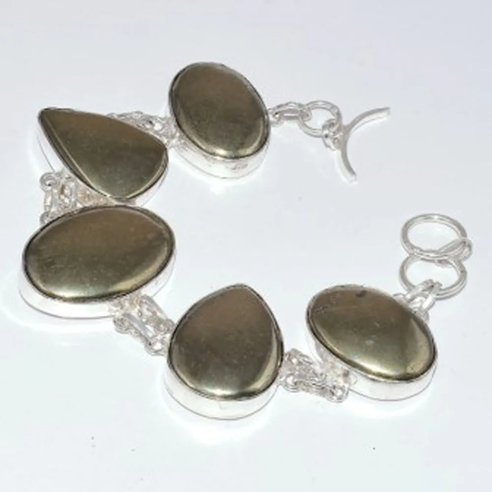 

Pyrite Bracelet Silver Overlay over Copper, 21cm , B2938