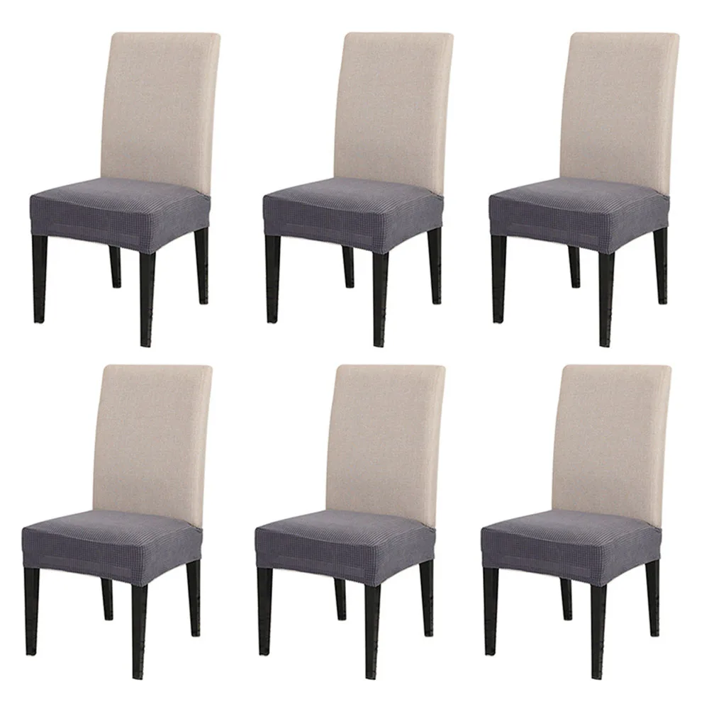 6pcs Gray 6 шт./4 шт./1 шт. Натяжные чехлы для сидений на стулья Набор вязаных чехлов для сидений на стуле Чехол для стула Чехлы для столовой - Цвет: 6pcs Gray