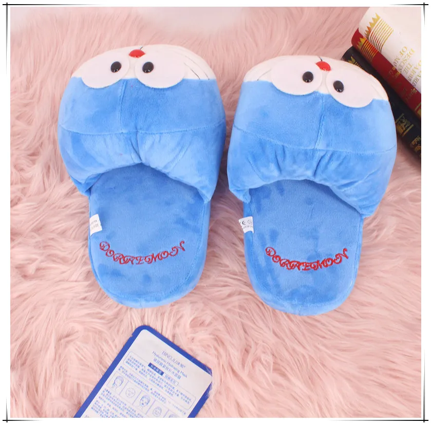 Doraemon/хлопковые тапочки; домашние тапочки; зимняя женская обувь с героями мультфильмов; пушистые Тапочки