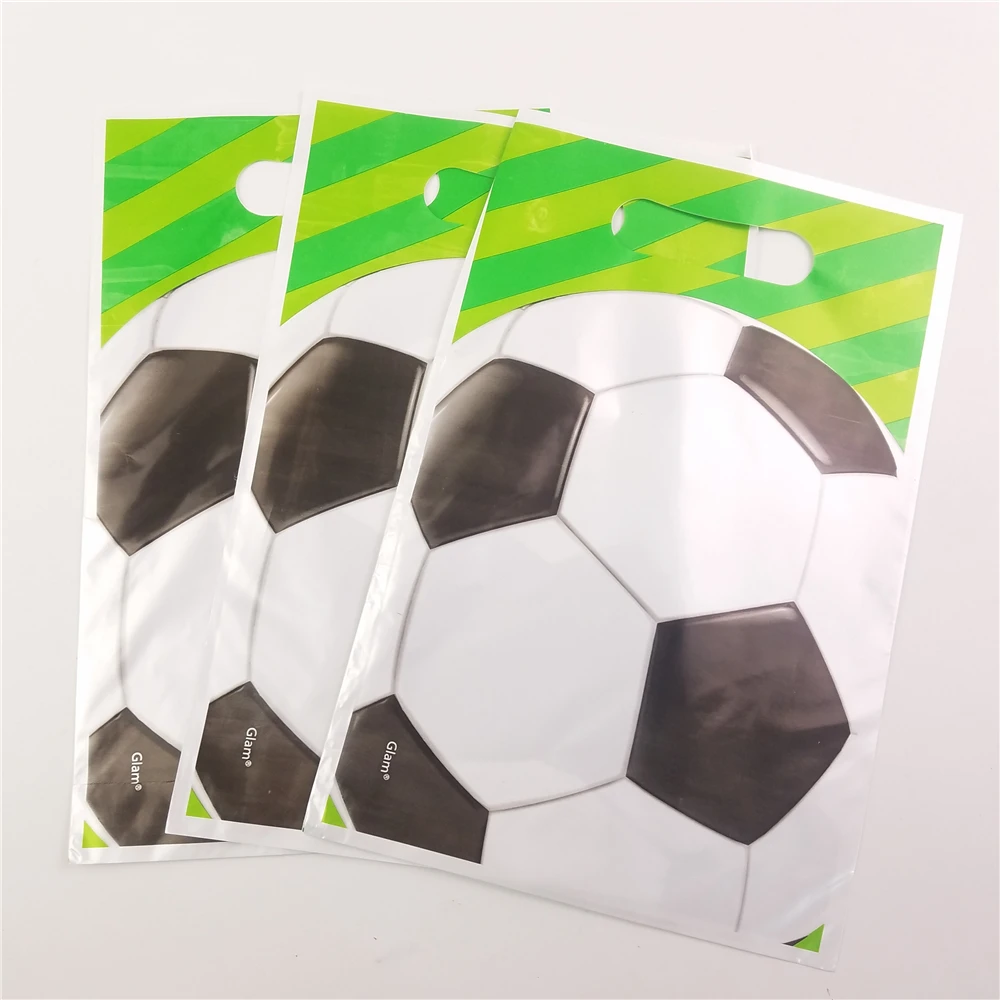 

10pcs/lot Football Soccer Theme Gift Bag Party Decoration Plastic Candy Bag Loot Bag For Kids Birthday Festival Supplies