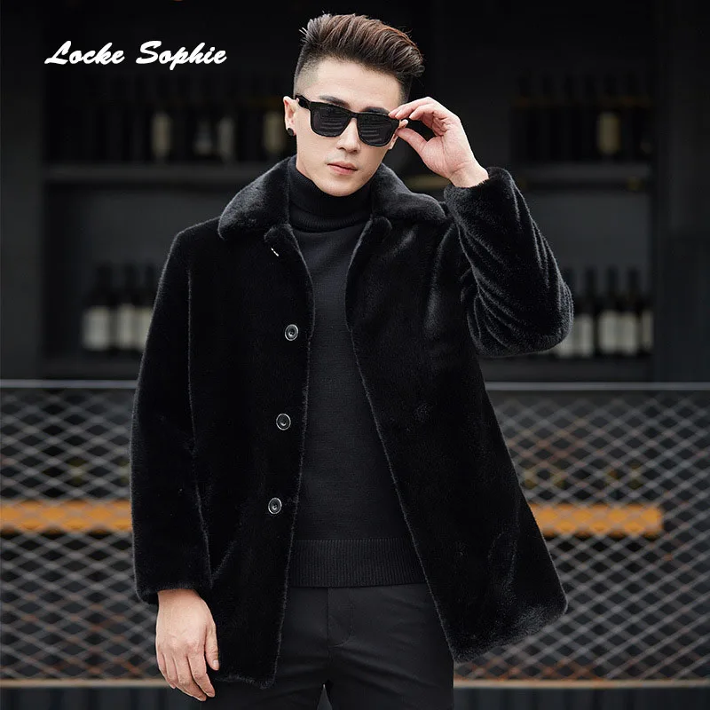 1pcs Men's plus size jacket coats 2018 Winter Sheep's cashmere single-breasted jackets men Skinny Keep warm wool | Мужская