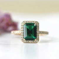 14k yellow gold 2 7ct carat emerald cut engagement wedding ring for women green moissanite diamond ring set test positive