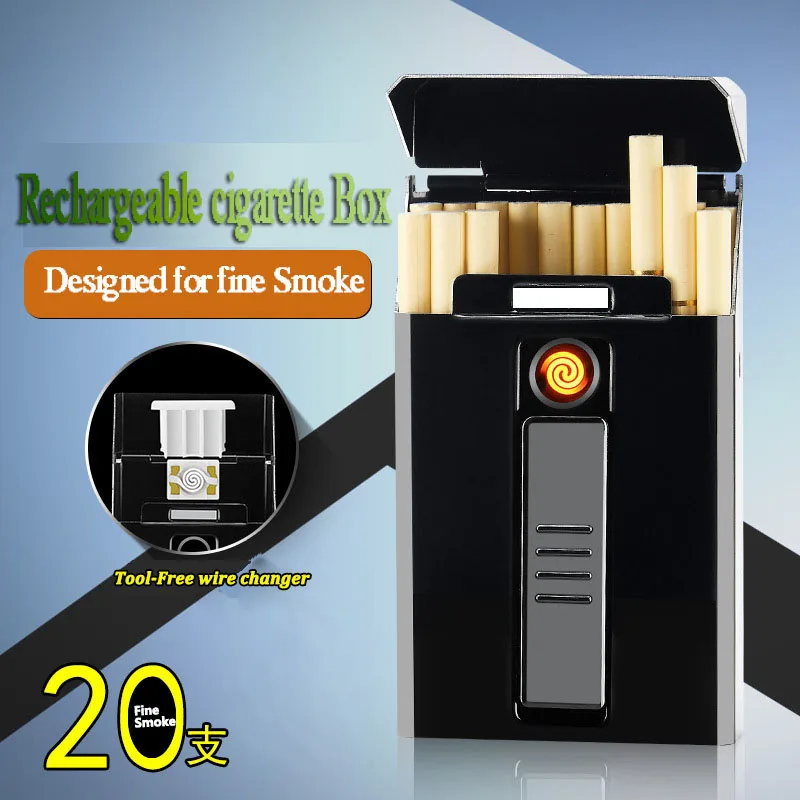 Новейшая металлическая ветрозащитная зажигалка, USB зарядка, Электронная зажигалка, зарядная сигаретная коробка, может вмещать 16 шт. тонких сигарет