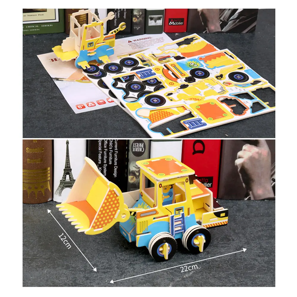DIY 3D автомобиль три трехмерная головоломка вилочный погрузчик многоцветная