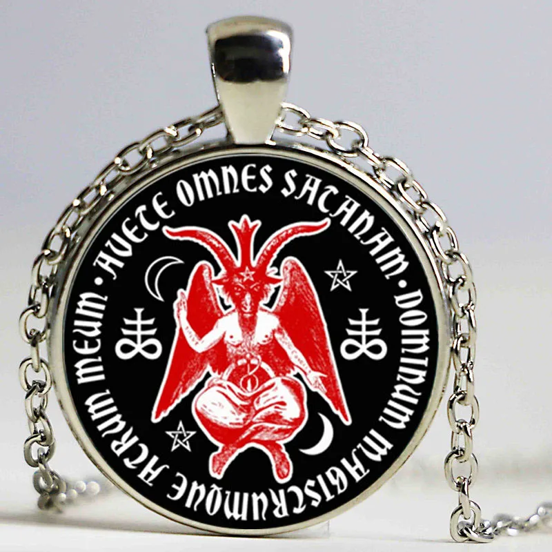 2 Baphomet ожерелье с подвеской dingyi модное Круглое Стеклянное Ожерелье Baphomet стеклянное ожерелье с подвеской HZ1 - Окраска металла: 2