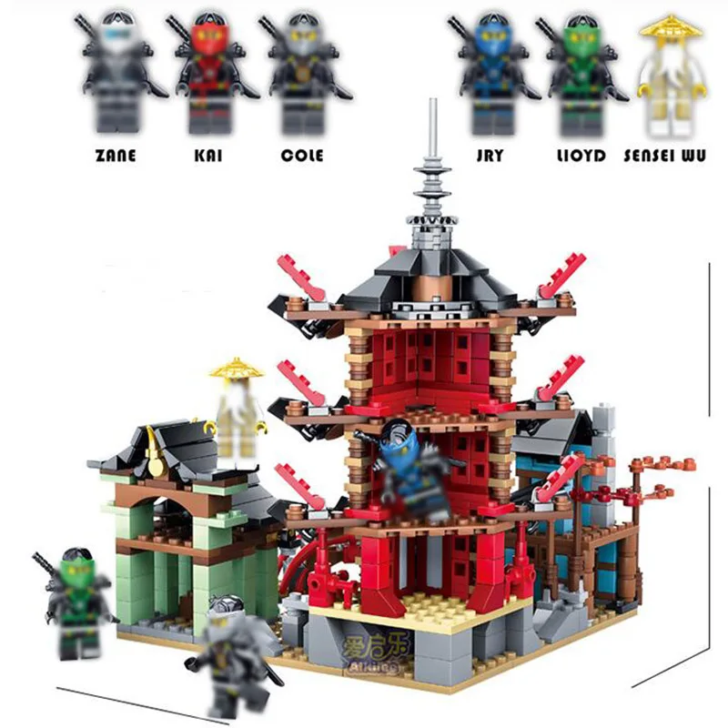 New Ninja Temple+Ninja Motorcycle DIY Building Block educational Toys for child gifts Compatible with legoing ninjagoes | Игрушки и