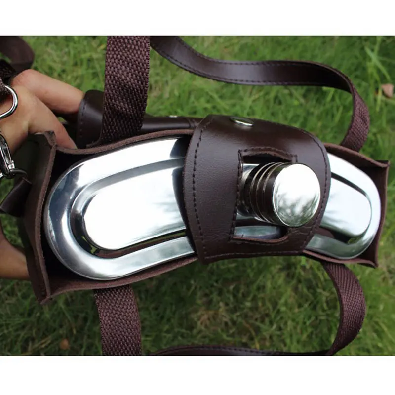 Русская 128 унций нержавеющая сталь большой емкости фляжка + Кожаная сумка Ликер