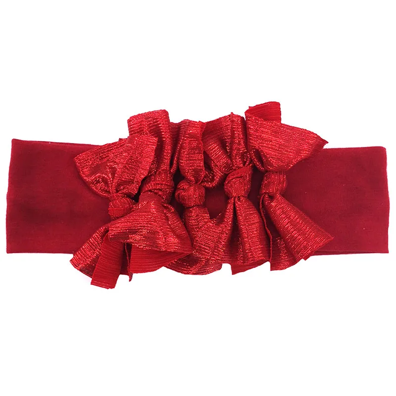 winered1R Одежда для маленьких девочек металлический узлом бантом хлопок повязки на голову, новые летние тонкие эластичные аксессуары, ленты для волос вечерние подарки для детей, начинающих ходить - Цвет: winered1R