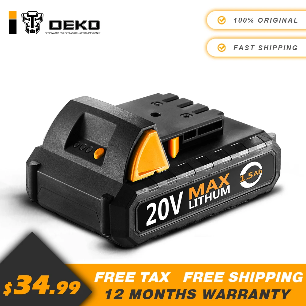 DEKO 20V литиевая 1500mAh Аккумуляторная дрель Инструмент Аккумулятор для GCD20DU2 синий