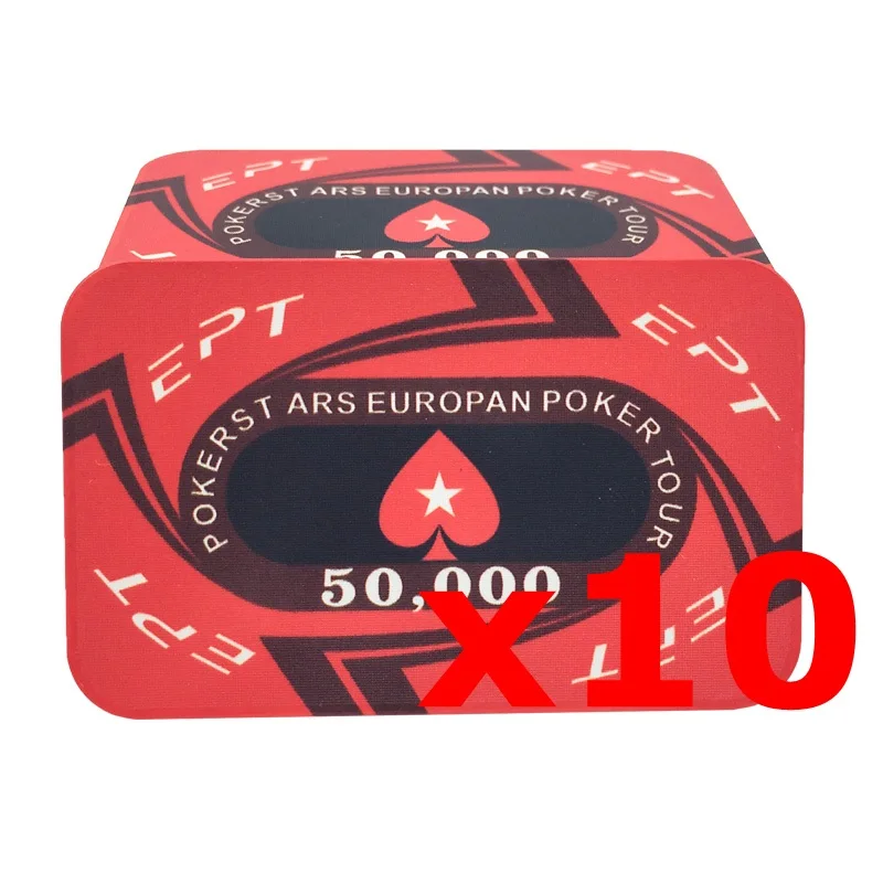 Square 50000 Игровые фишки для покера EPT керамические Профессиональные фишки для покера набор настольных игр европейские фишки для покера 10 шт./лот - Цвет: Square 50000