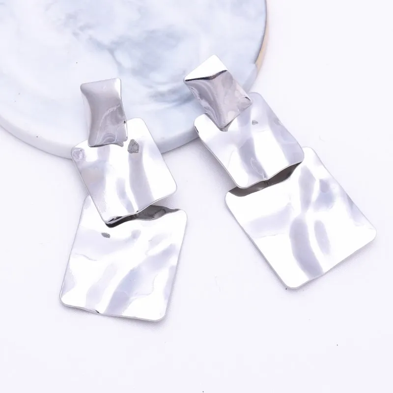 323 silver European& American Exaggerated Round Coin Drop Earring for Women Pendientes Vintage Geometric Metal Large Earrings Jewelry Gift - Окраска металла: 323 silver