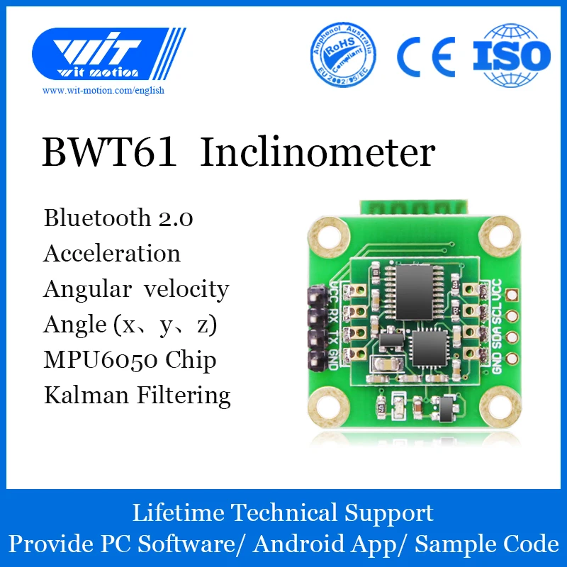 Bluetooth Инклинометр BWT61 Высокоточный 6 осевой акселерометр AHRS + гироскоп угол (XYZ