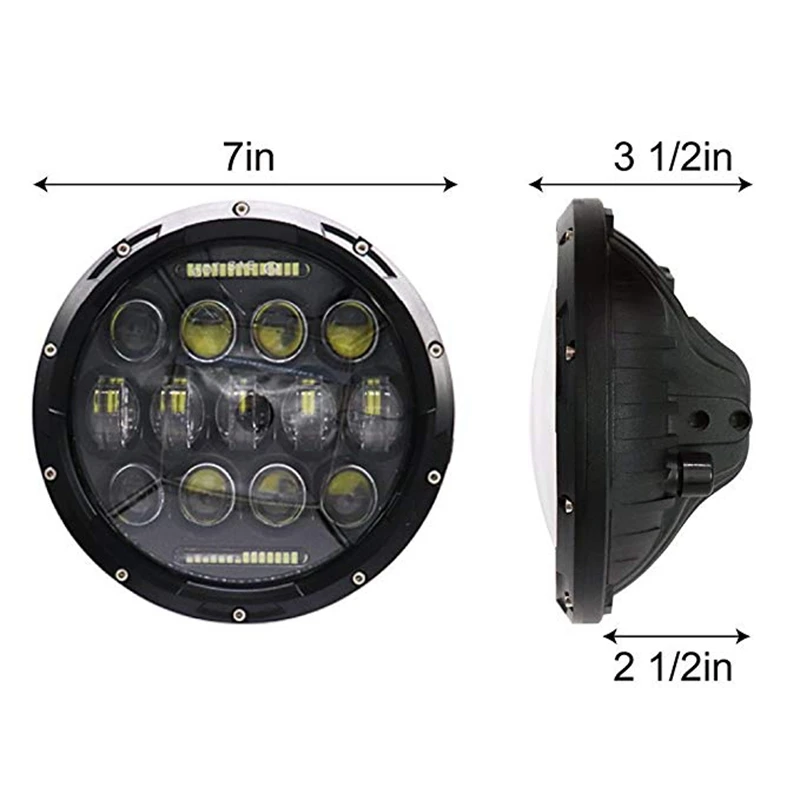 Wzjoo 7 дюймов 75 Вт Светодиодный фар и 4 5 со светодиодной подсветкой диагональю