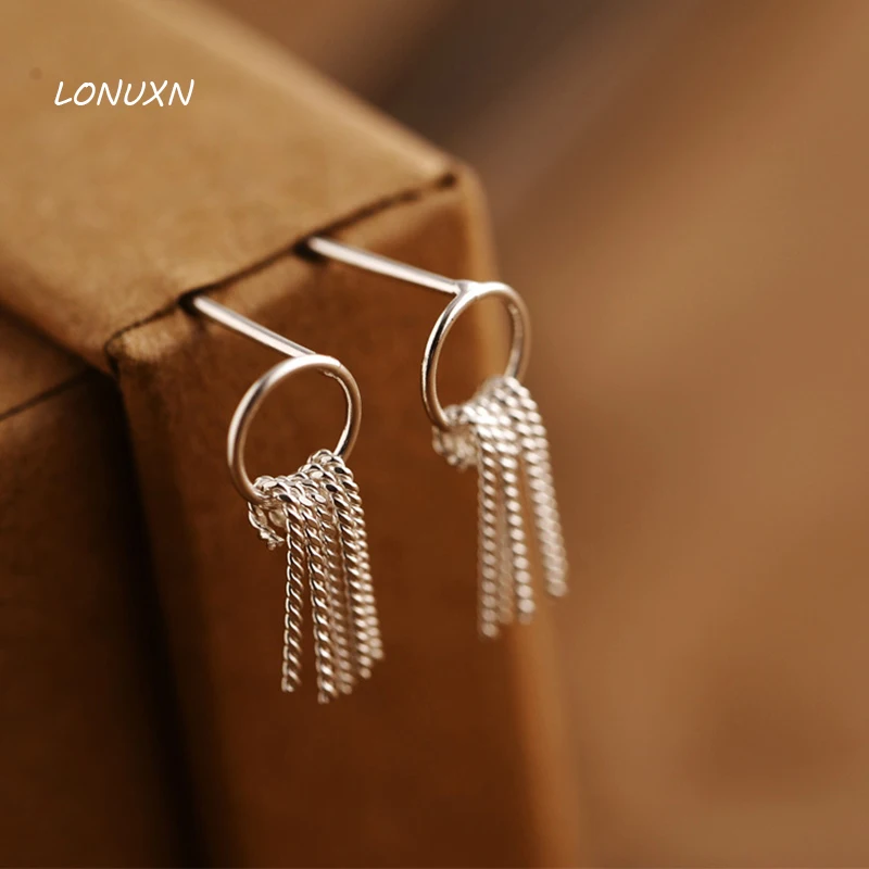 Женские серьги из серебра 925 пробы с кисточками 16 мм|earrings korean|925 sterling silver earringssilver