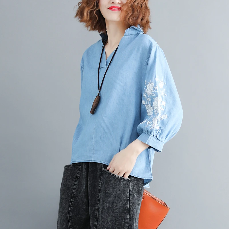 Женская блузка с v образным вырезом размера плюс модные женские блузки 2020