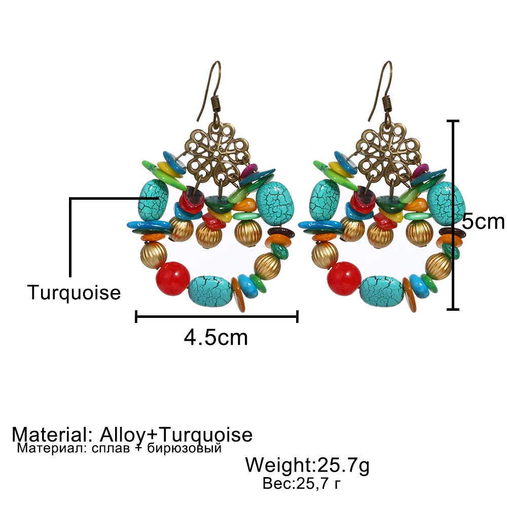 Женские серьги подвески в этническом стиле IPARAM яркие бохо с натуральным