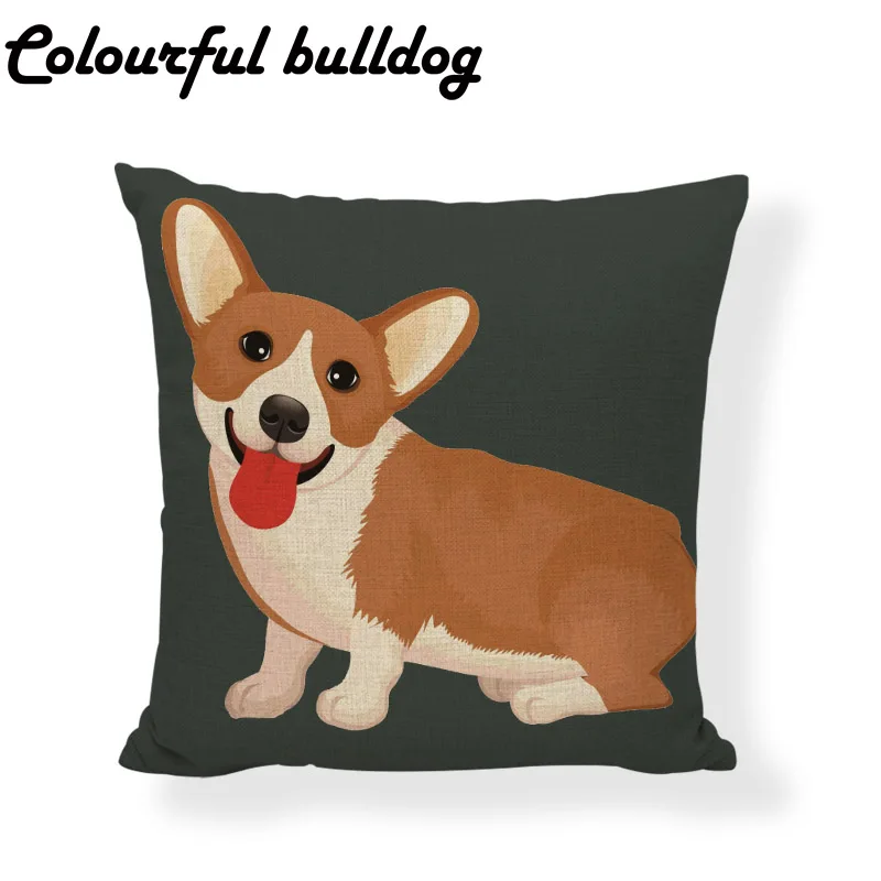 Милый красочный чехол для подушки с изображением французского бульдога 45x45 см