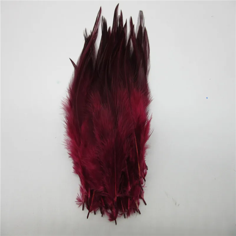 Wine red 50 шт./лот, высокое качество, перо фазана 10-15 см, натуральный цвет и окрашенные Куриные перья для рукоделия и ювелирных изделий, аксессуары - Цвет: Wine red