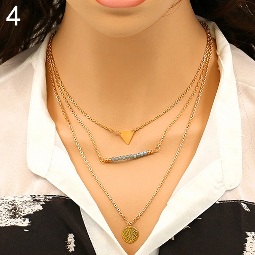 Bluelans Multilayer Gold Chain Beads Hamsa Fatima Hand Charm Necklace | Украшения и аксессуары