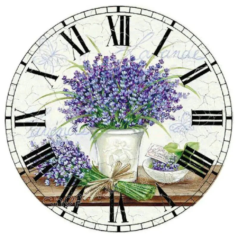 5D алмазная живопись часы с цветами лаванды вышивка квадратные наборы алмазов