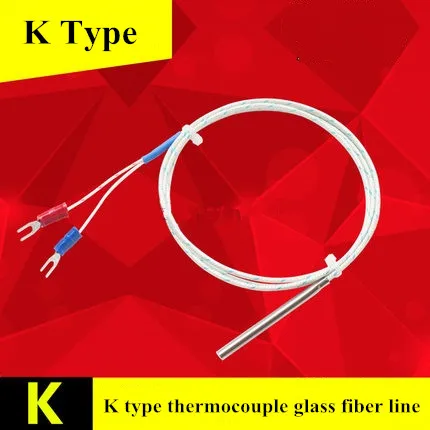 

Stainless steel tube temperature probe glass fiber line K E J type thermocouple