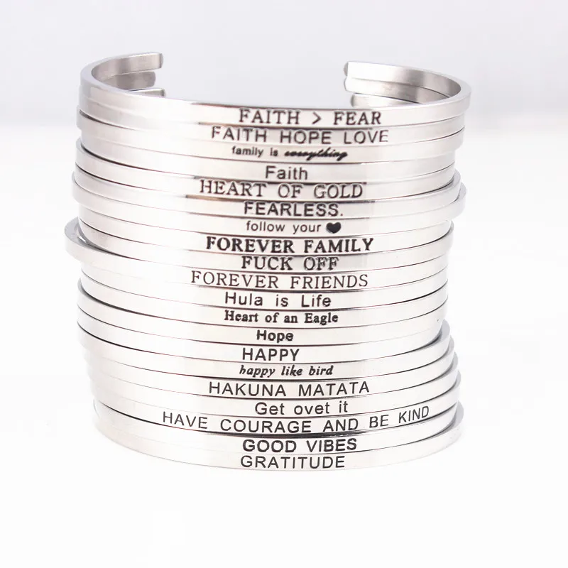Серебряный браслет из нержавеющей стали с положительной вдохновляющей
