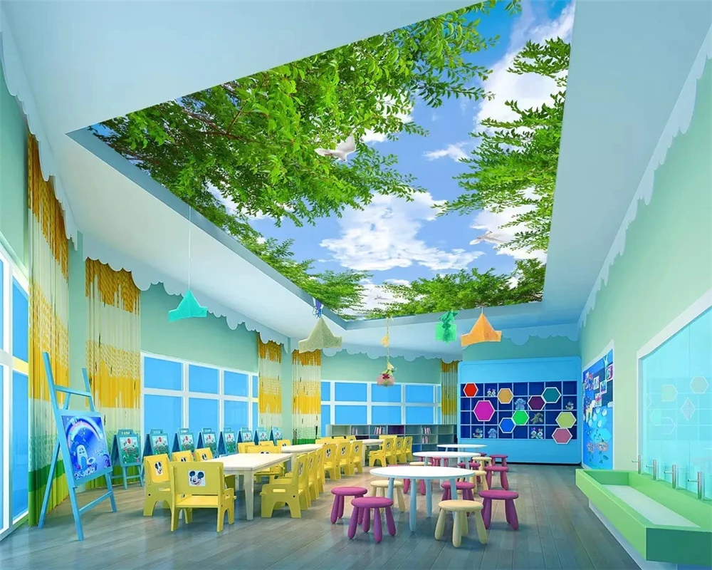 Beibehang 3 d обои для стен behang на заказ наклейка синее небо Зенит Настенные потолок