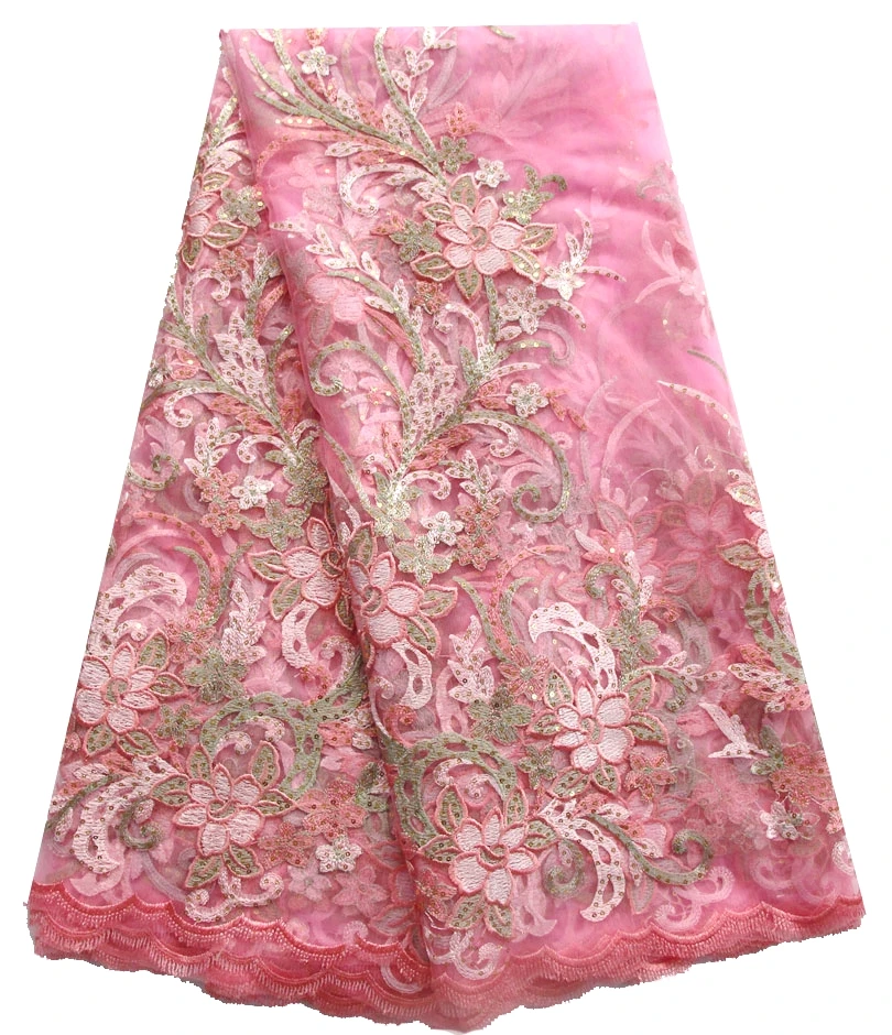 Бледно розовый вышивка кружевной ткани африканский тюль чистая ткань шнурка