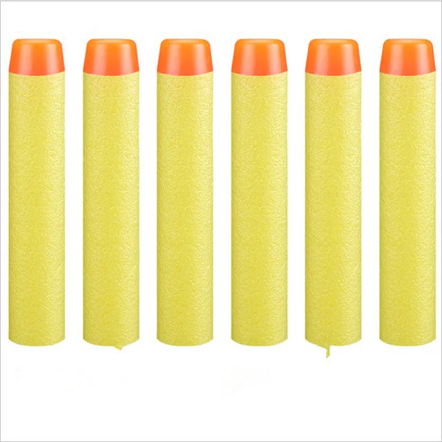 Yellow(Solid) 100 шт. EVA мягкие пули полое отверстие головка заправка Дартс наружный игрушечный пистолет 7,2 см для серии бластеров детские подарки на день рождения - Цвет: Yellow(Solid)