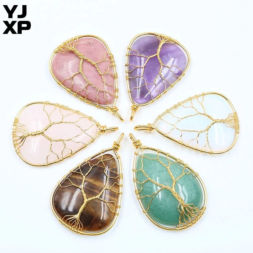 YJXP 1 шт. Подвеска из натурального кварца с проволочной обмоткой для ожерелий