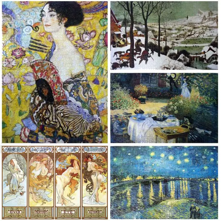 9 Types Hot Sale Free Shipping 2000 Pieces world famous Painting Adult paper Puzzle pieces for home decorating | Игрушки и хобби