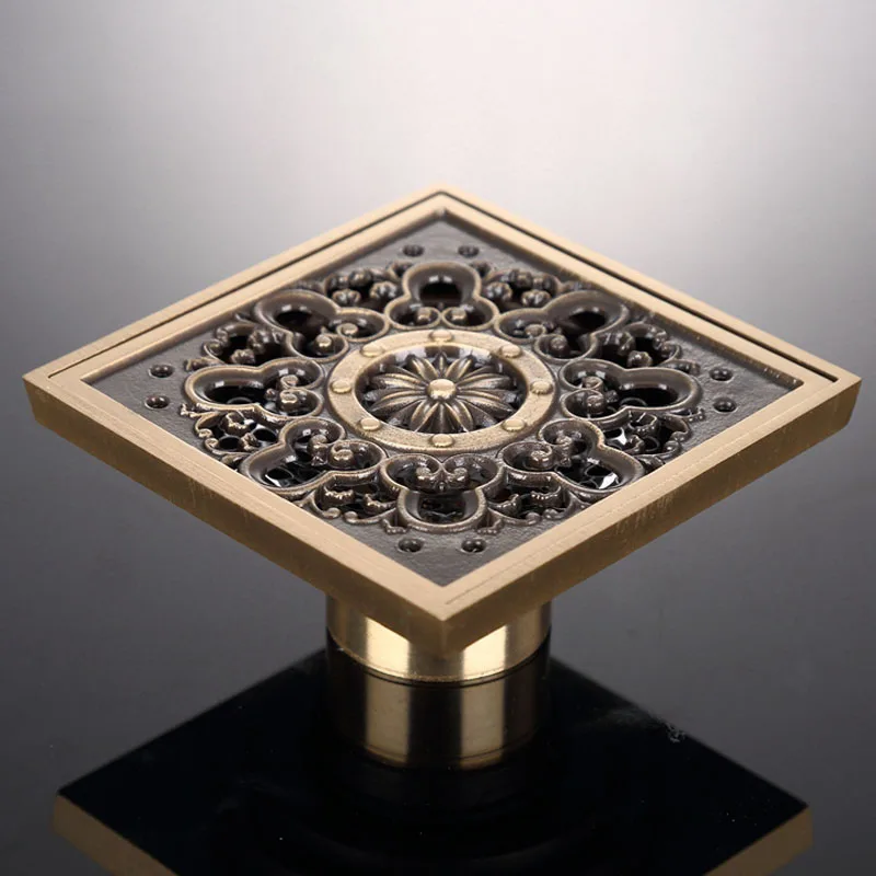 Бесплатная доставка античная латунная 4 &quotквадратная напольная дренажная