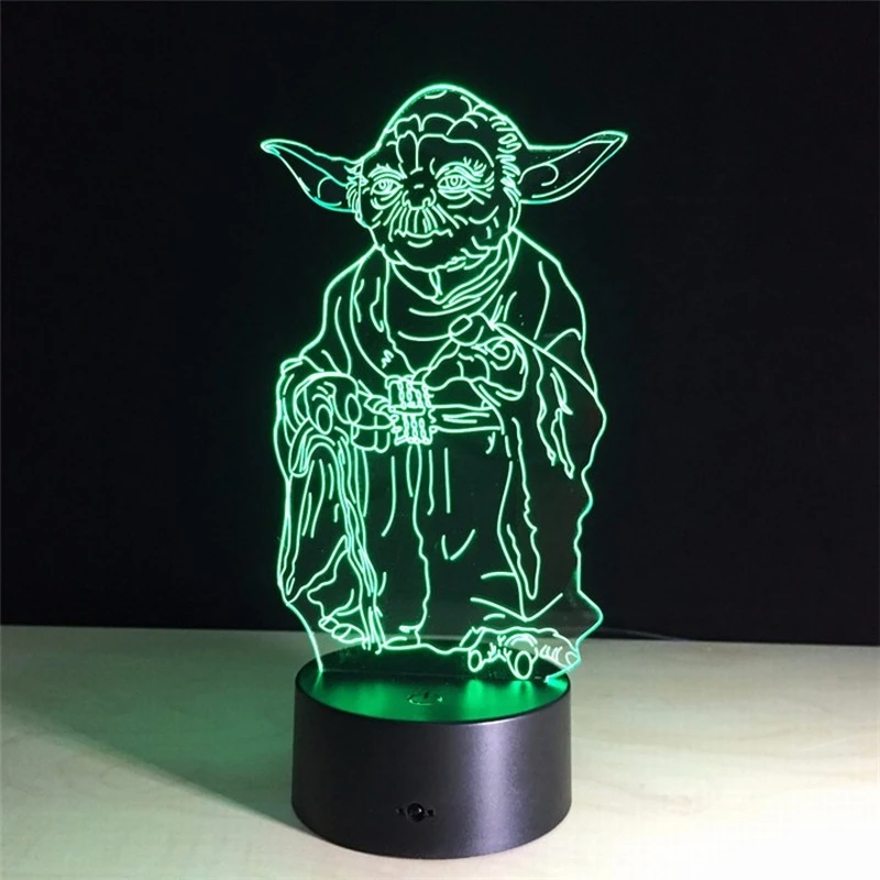 3D светодиодный ночсветильник Yoda из Звездных войн разноцветный RGB Декор для