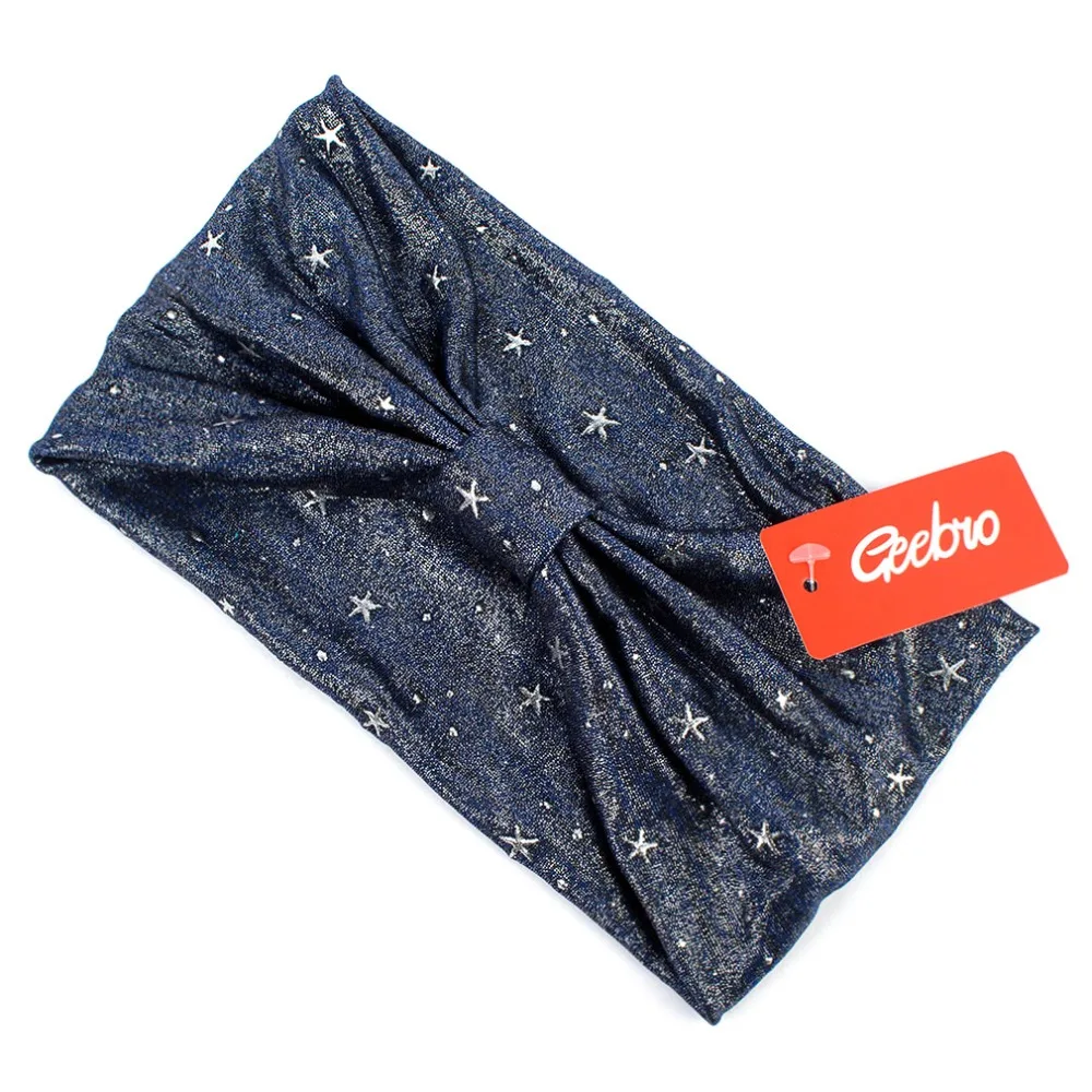 Женский широкий ободок Geebro весенний трикотажный тюрбан с узлом в виде звезд