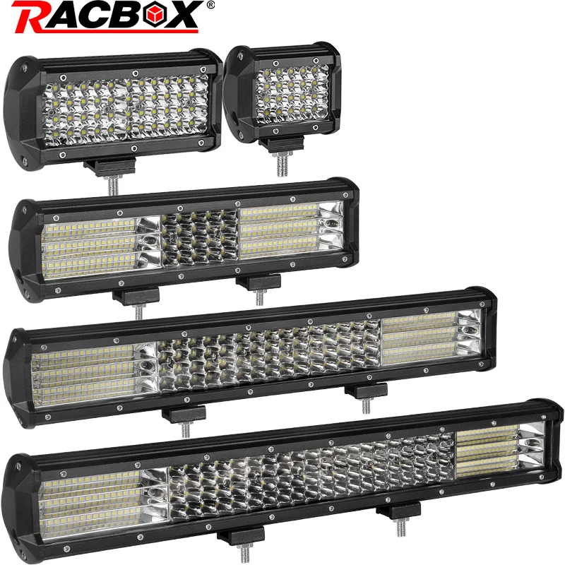 Led Bar 4 7 12 17 20 дюймов четырехрядный светодиодный светильник, рабочий светильник, точечный светильник, противотуманный головной светильник для внедорожника 4x4 ATV UAZ Car Kamaz 12V 24V
