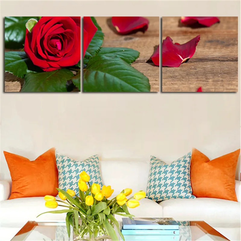 3 Peice современная абстрактная Цветочная живопись на холсте настенная куадросы
