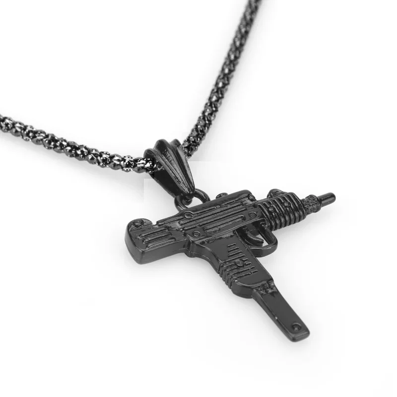 01gun PUBG игра UZI Kolye в форме пистолета кулон ожерелье для мужчин хип-хоп ювелирные изделия 3 цвета армейский Стиль металлическая цепь, мужские ожерелья в готическом стиле-30 - Окраска металла: 01gun