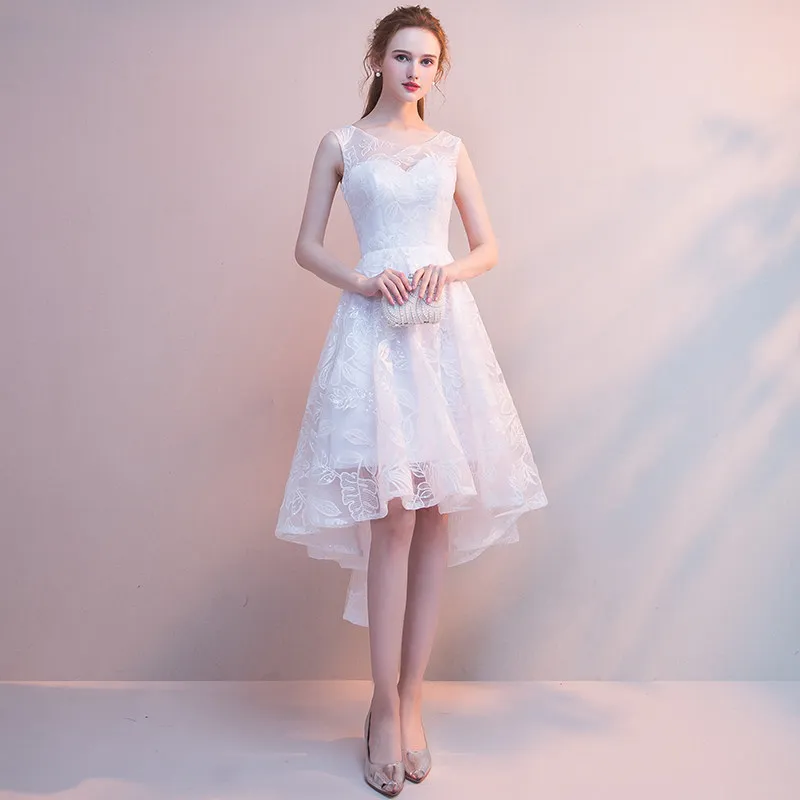 White Simple Evening Gowns Evening Dress Party Elegant Evening Dresses Short Front and Long Rear Short Formal Dress ES2579 - Цвет: Белый