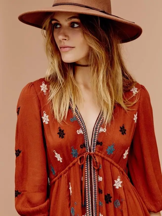 Boho женское хлопковое льняное платье с v-образным вырезом, мини-вышивка, Регулируемая Талия, хиппи, шикарные вечерние клубные платья, одежда