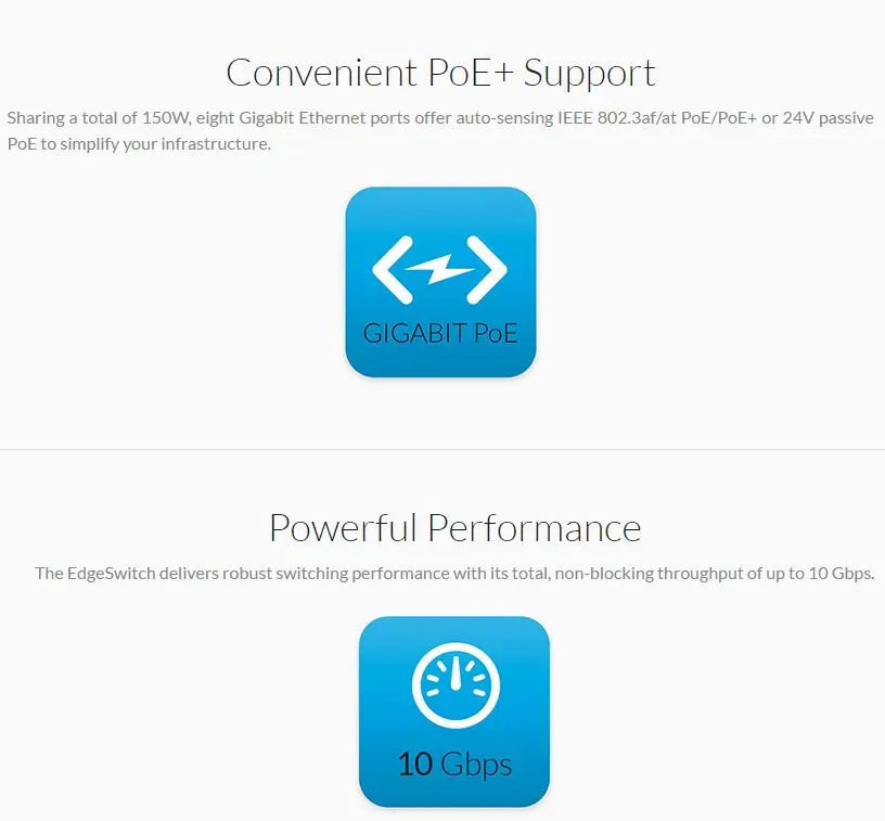 Ubiquiti ES-8-150W Edge коммутатор 8 порт PoE, 2 SFP порт UBNT сетевой управляемый PoE+ гигабитный коммутатор с SFP