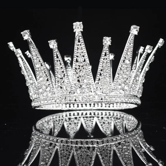 Silver Tiara Винтажная кристальная свадебная тиара Королевского королевы, Корона невесты, головной убор, свадебные украшения для волос, аксессуары для женщин, украшения для волос на выпускной вечер - Окраска металла: Silver Tiara